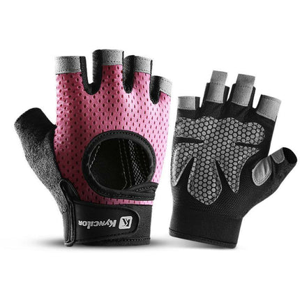 Pink Fitness Gym Gloves Anti - Skid Half Finger Gel Weight Lifting Mesh Women/Men - Go2buy Australia