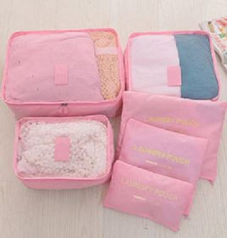 Buy pink 6PCS Travel Luggage Organizer Set Backpack Storage Pouches Suitcase Packing Bags(11 Colors Available)