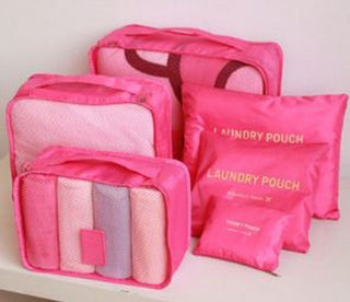 Buy rose-red 6PCS Travel Luggage Organizer Set Backpack Storage Pouches Suitcase Packing Bags(11 Colors Available)