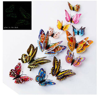 Buy double-wingsglow-in-the-dark 12PCS 3D Butterfly Wall Removable Sticker Decals Kids Art Nursery Decor Magnets