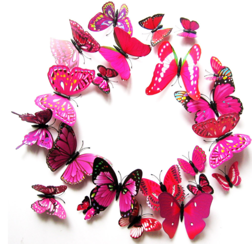 12PCS 3D Butterfly Wall Removable Sticker Decals Kids Art Nursery Decor Magnets