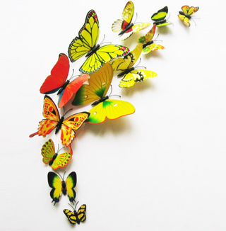 Buy yellow 12PCS 3D Butterfly Wall Removable Sticker Decals Kids Art Nursery Decor Magnets