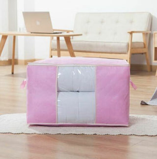 Buy pink Clothes Quilt Blanket Storage Bag Nonwoven Fabric Organizer