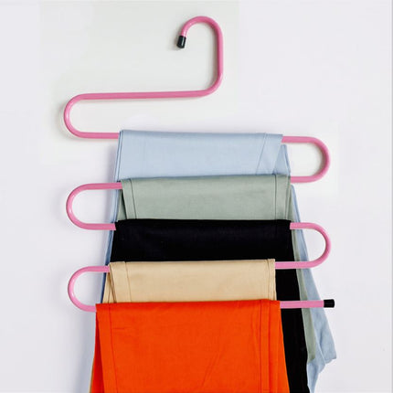 S Shape Multifunctional Metal Hanger Pants Hanger Storage Rack 5 Layers - Go2buy Australia