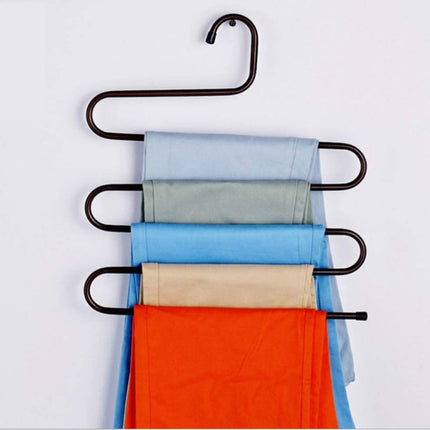 S Shape Multifunctional Metal Hanger Pants Hanger Storage Rack 5 Layers - Go2buy Australia