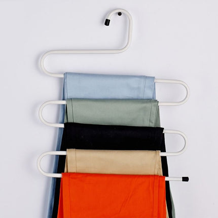 S Shape Multifunctional Metal Hanger Pants Hanger Storage Rack 5 Layers - Go2buy Australia