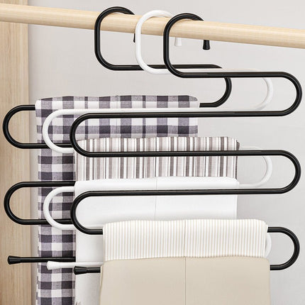 S Shape Multifunctional Metal Hanger Pants Hanger Storage Rack 5 Layers - Go2buy Australia