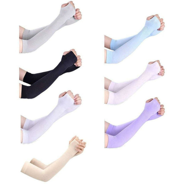 UV Sun Protection Cooling Arm Sleeves With Thumb Hole For Basketball Running Cycling Golf (7 Colors Available) - Go2buy Australia