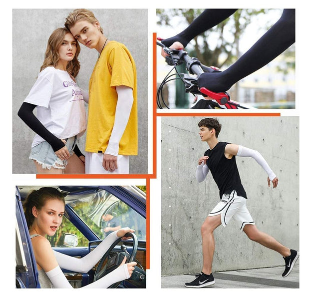 UV Sun Protection Cooling Arm Sleeves With Thumb Hole For Basketball Running Cycling Golf (7 Colors Available) - Go2buy Australia