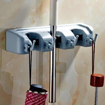 Wall Mounted Mop Broom Brush Holder Organizer Hanger Storage Tools 3 Rack - Go2buy Australia