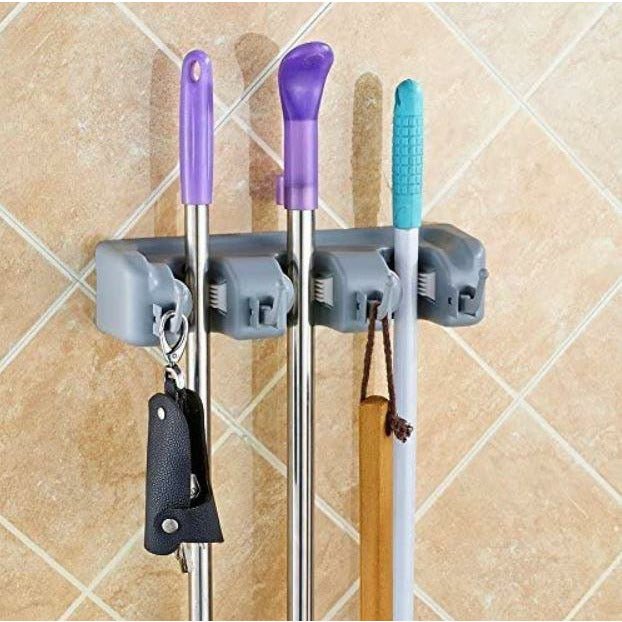 Wall Mounted Mop Broom Brush Holder Organizer Hanger Storage Tools 3 Rack - Go2buy Australia