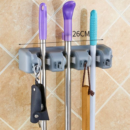Wall Mounted Mop Broom Brush Holder Organizer Hanger Storage Tools 3 Rack - Go2buy Australia
