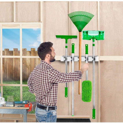 Wall Mounted Mop Broom Brush Holder Organizer Hanger Storage Tools 5 Rack - Go2buy Australia
