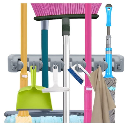 Wall Mounted Mop Broom Brush Holder Organizer Hanger Storage Tools 5 Rack - Go2buy Australia