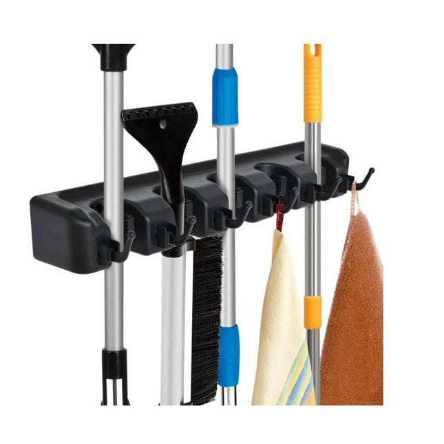 Wall Mounted Mop Broom Brush Holder Organizer Hanger Storage Tools 5 Rack - Go2buy Australia