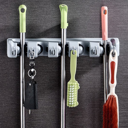 Wall Mounted Mop Broom Brush Holder Organizer Hanger Storage Tools 5 Rack - Go2buy Australia